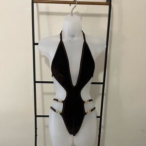 NWOT Brown velvet exotic dancer stripper outfit